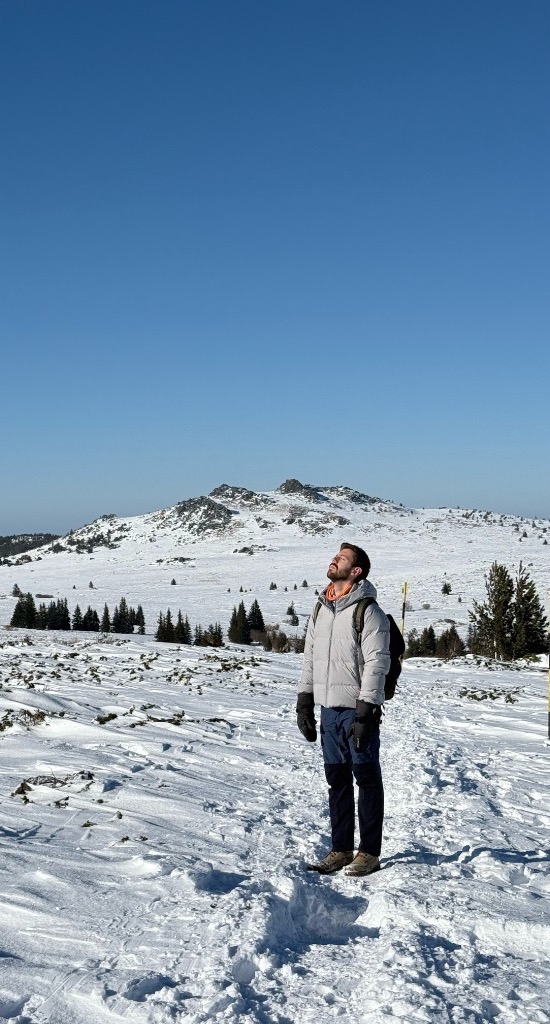 Viktor in the snowy mountains
