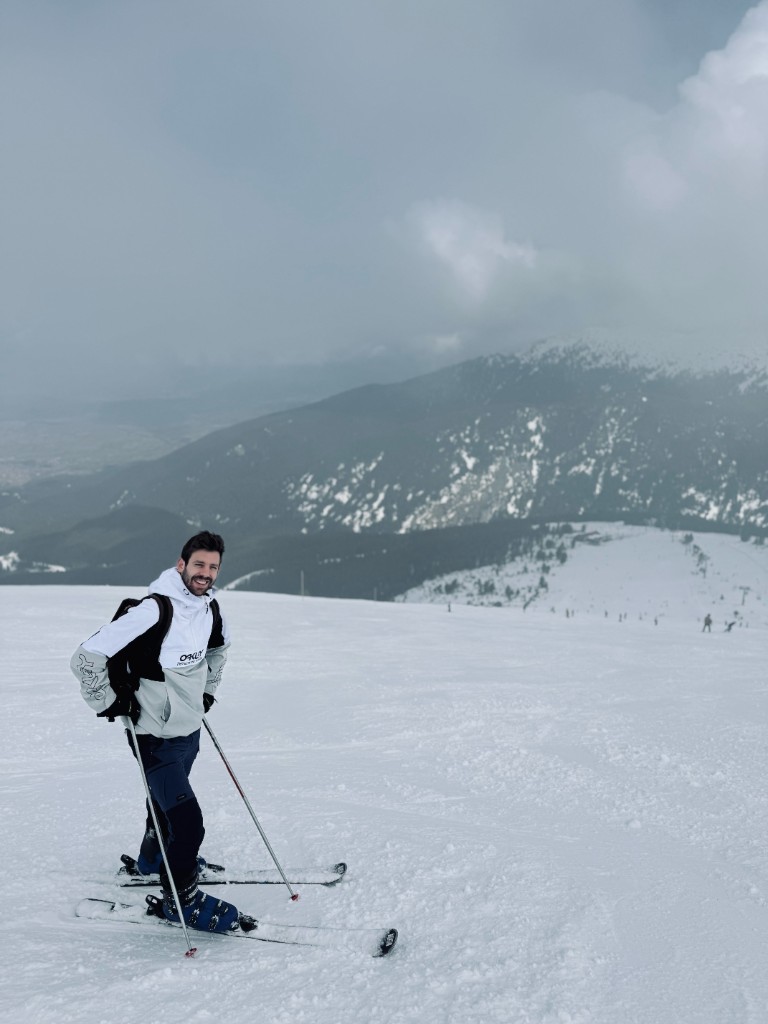 Viktor skiing in the mountains